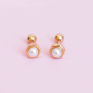 Perla Hexágono oro 18K