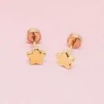 Aretes Estrella Box Tambor Oro 18K - Imagen 3