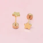 Aretes Estrella Box Tambor Oro 18K - Imagen 2