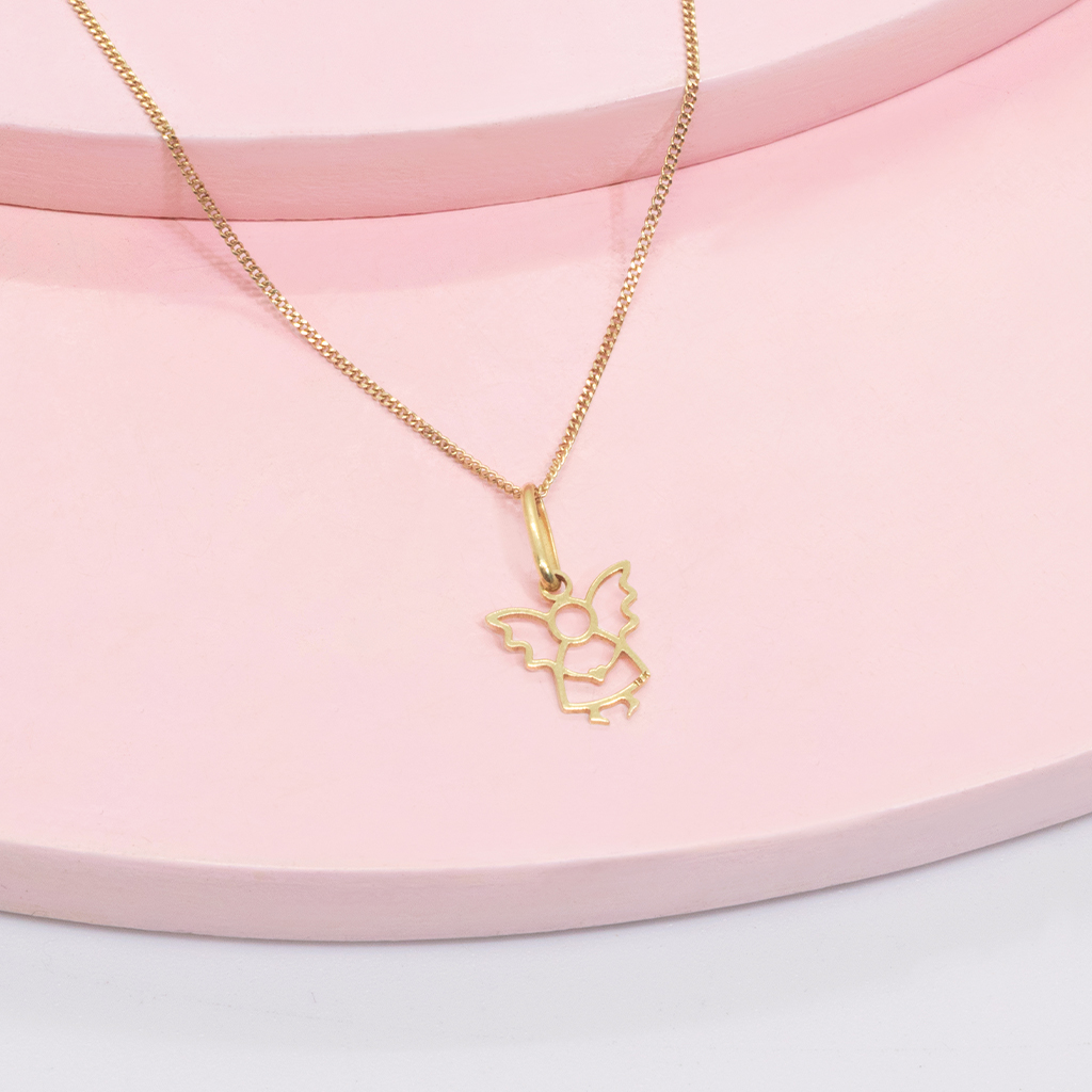 cad y dije de angek calado oro Set Angelito oro 18k - Imagen 1