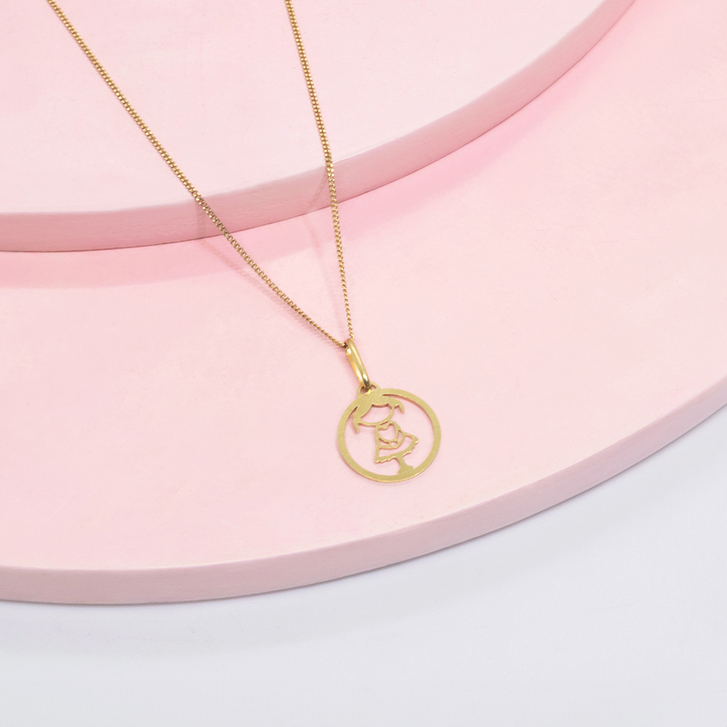 Cad y dj de niña calada oro Set Niña en circulo oro 18k - Imagen 1