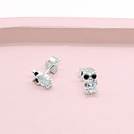 are buho y perro presilla pl Arete Búho Plata - Imagen 1