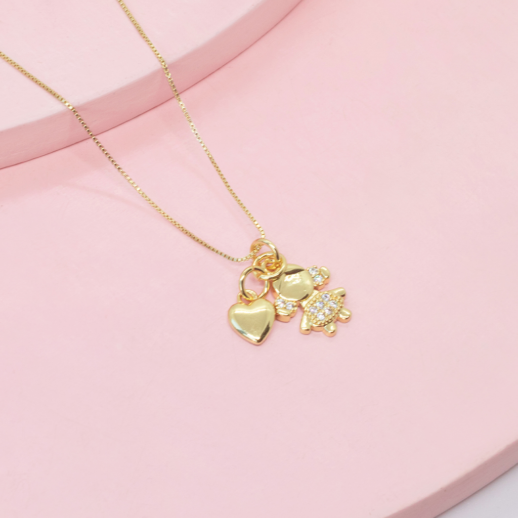 cad 2 dj niña y cora Set Niña y corazón semi bombeado Acero - Imagen 1