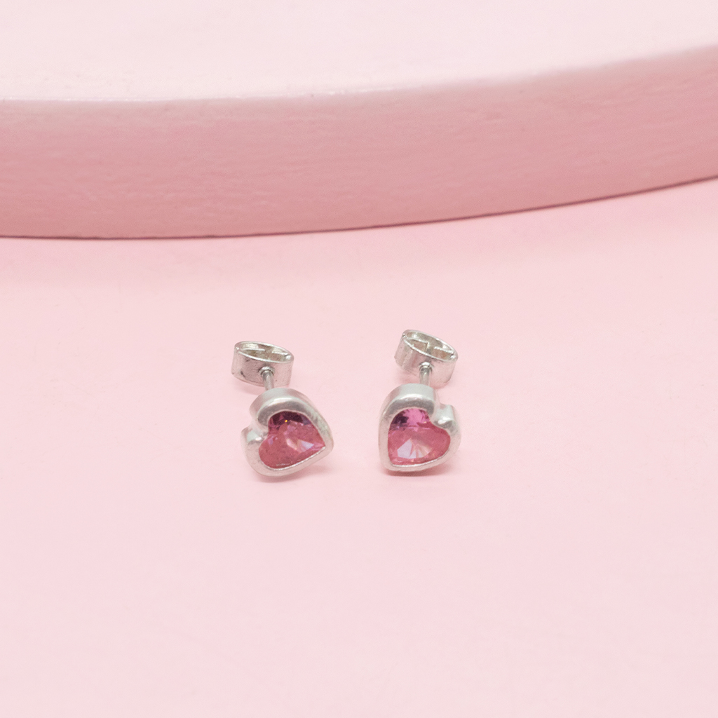 corazon rosa tic pl Arete Corazón Trixy plata - Imagen 1