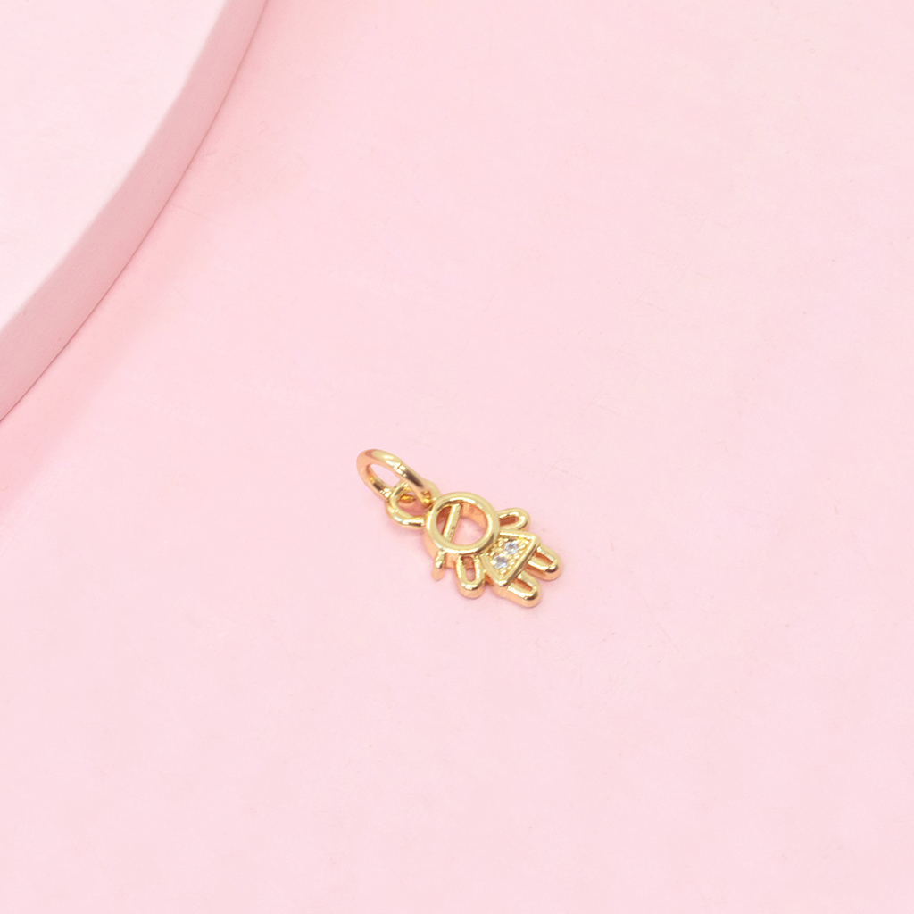 dj niña calada y sircones acero Dije Niña con vestido blanco - Imagen 1