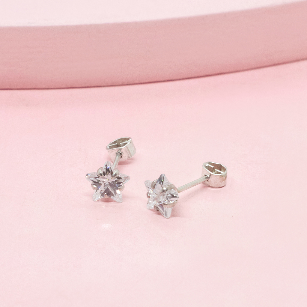 estrella blanco tic pl Arete Estrella Top plata - Imagen 1