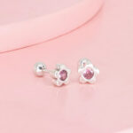 Arete Flor Bisel Liz plata