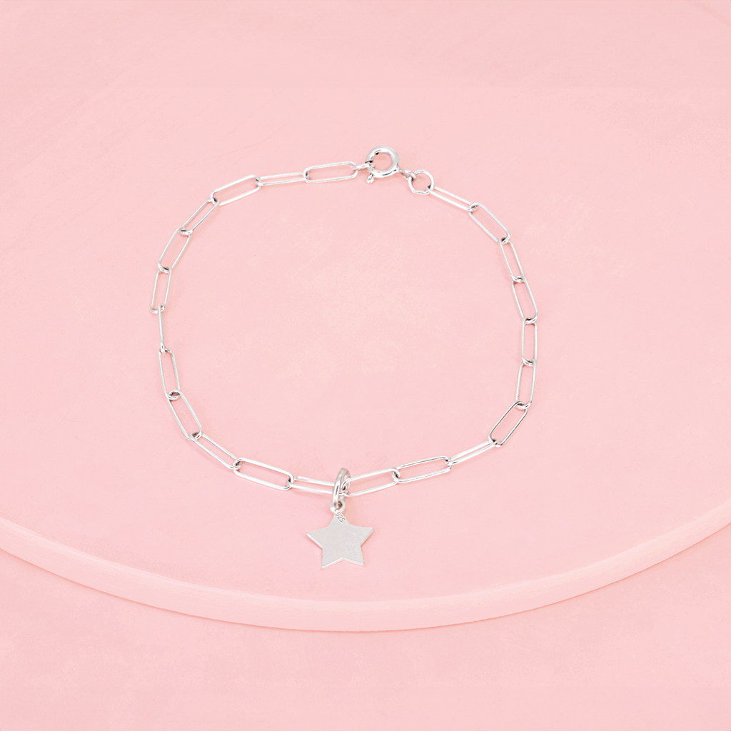 pul eslabones estrella pl Pulsera clip estrellita plata - Imagen 1