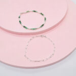 Set Pulsera Clip y Pulsera Esmeralda con perlas